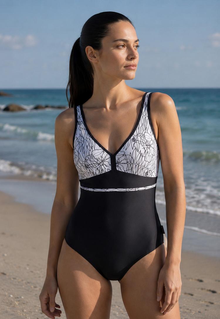 BECO BEERMANN BECO BEERMANN Flower Lines Badeanzug Damen - schwarz-wei&szlig; - 2 | SportScheck