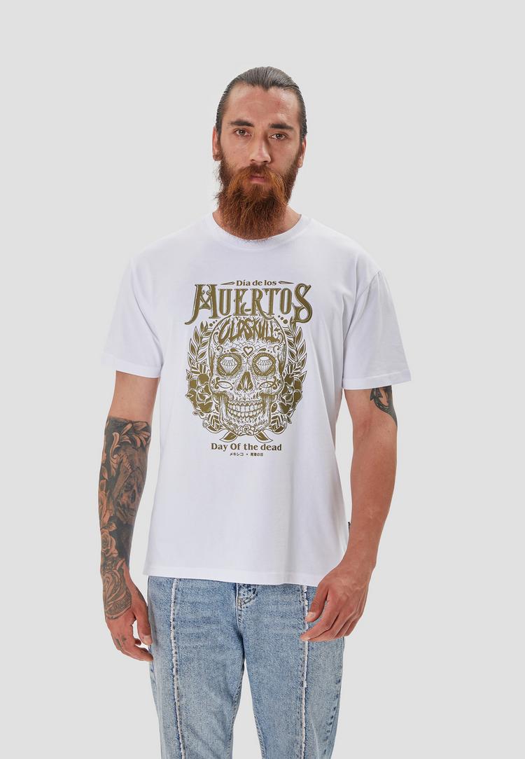 OLDSKULL OLDSKULL Wrldvibe Day Of The Dead Skull Printshirt Herren - White - 0 | SportScheck