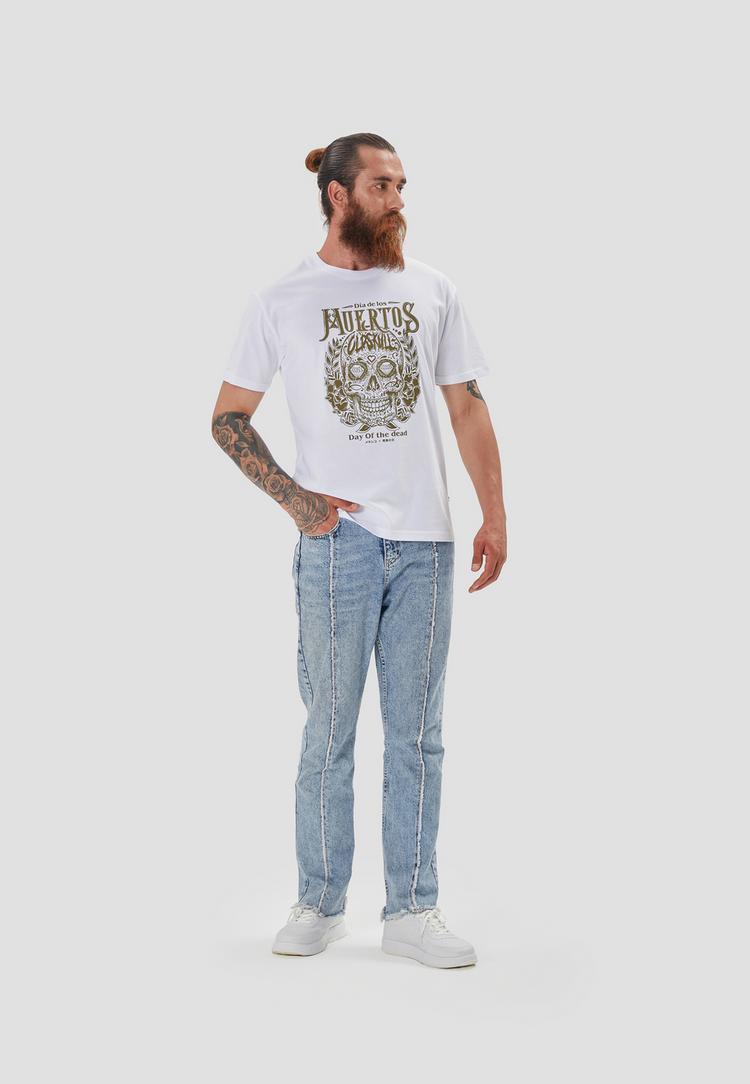OLDSKULL OLDSKULL Wrldvibe Day Of The Dead Skull Printshirt Herren - White - 1 | SportScheck