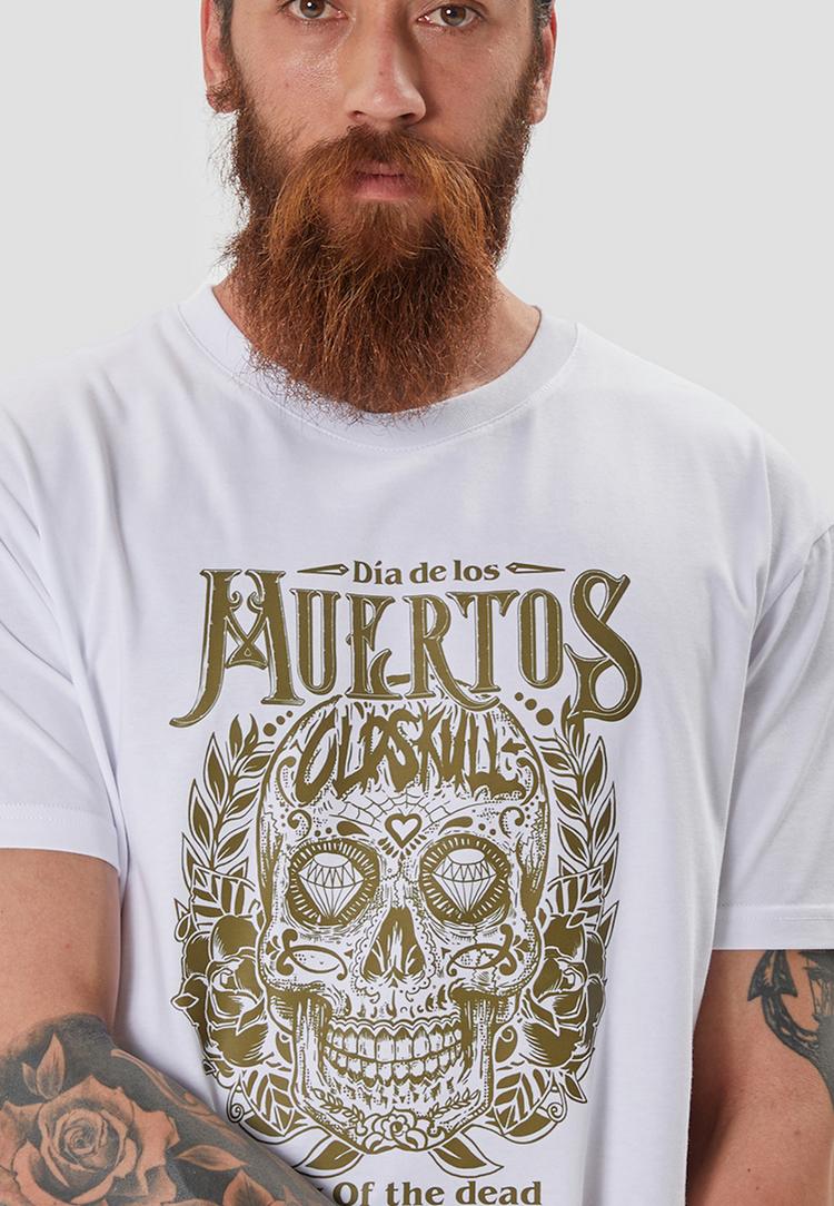OLDSKULL OLDSKULL Wrldvibe Day Of The Dead Skull Printshirt Herren - White - 0 | SportScheck