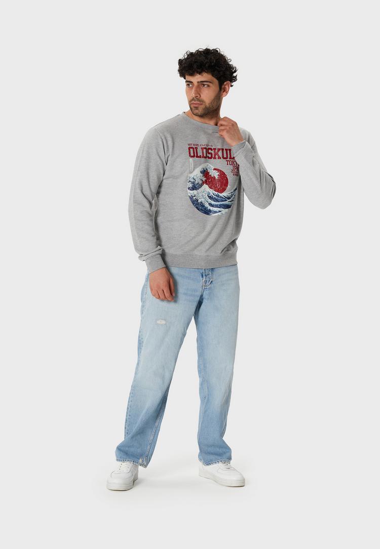 OLDSKULL OLDSKULL Asian Big W Vintage Logo Graphic Sweatshirt Herren - Heather Grey - 2 | SportScheck