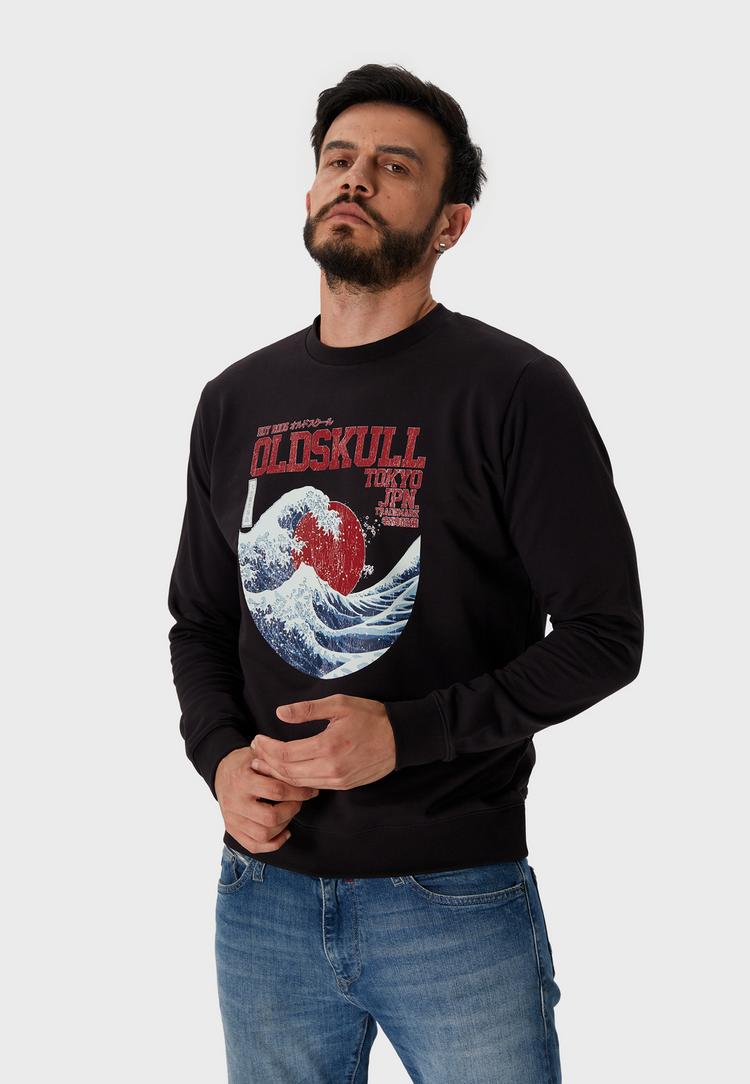OLDSKULL OLDSKULL Asian Big W Vintage Logo Graphic Sweatshirt Herren - Black - 0 | SportScheck