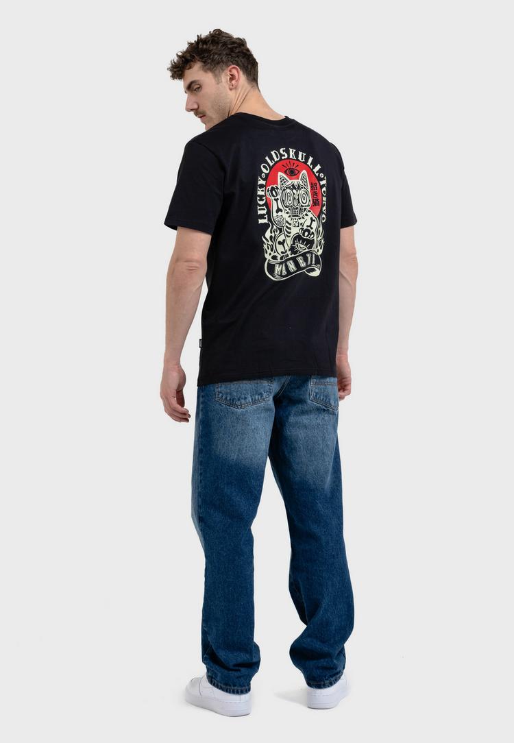 OLDSKULL OLDSKULL ASIAN REBEL CAT KANJI GRAPHIC Printshirt Herren - Black - 0 | SportScheck