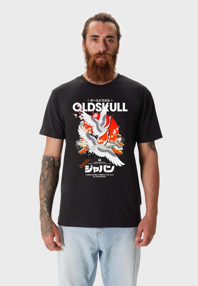 OLDSKULL OLDSKULL ASIAN CRANE BEAUTY Printshirt Herren - Black - 0 | SportScheck