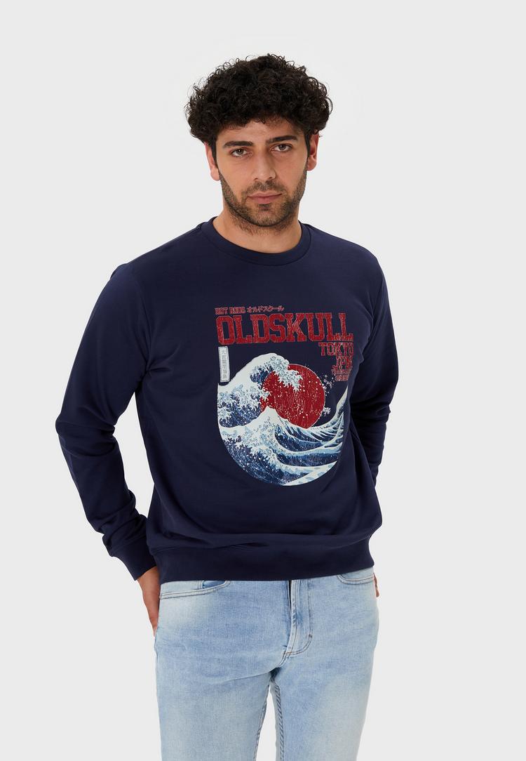 OLDSKULL OLDSKULL Asian Big W Vintage Logo Graphic Sweatshirt Herren - Navy - 0 | SportScheck