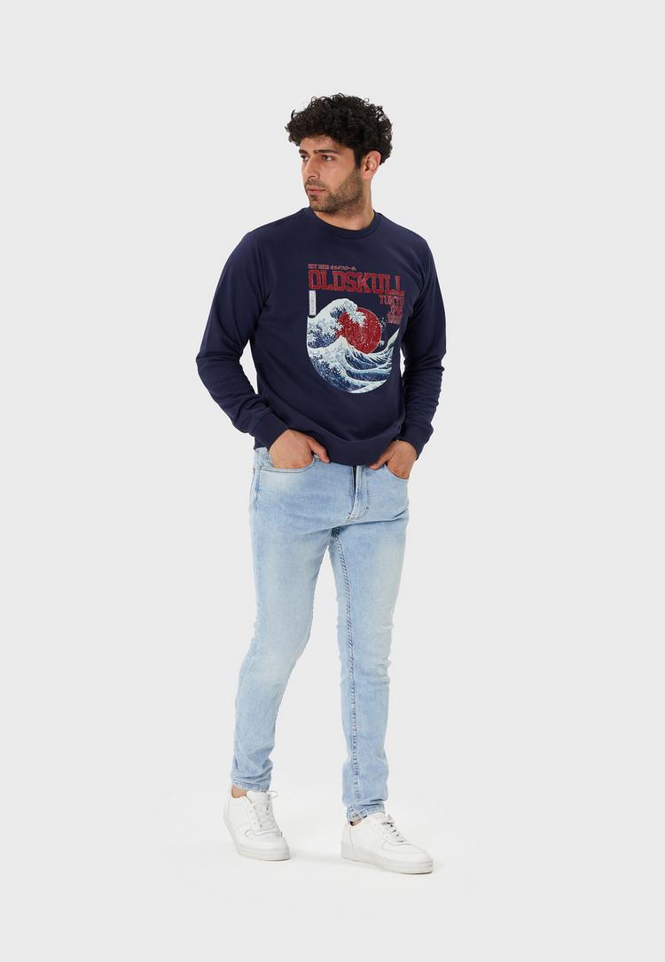 OLDSKULL OLDSKULL Asian Big W Vintage Logo Graphic Sweatshirt Herren - Navy - 1 | SportScheck