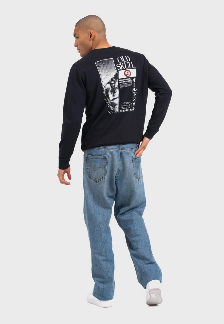 OLDSKULL OLDSKULL Asian Lotus Surf Logo Graphic Sweatshirt Herren - Black - 5 | SportScheck