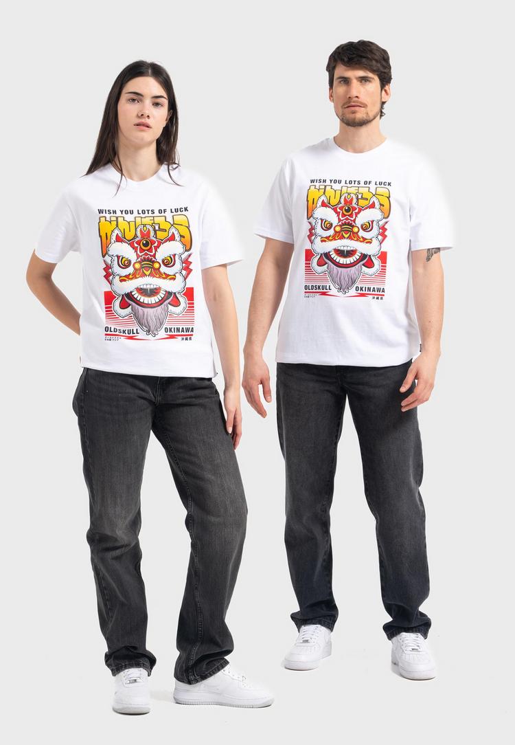 OLDSKULL OLDSKULL Asian Lucky Dragon Graphic Printshirt - White - 0 | SportScheck