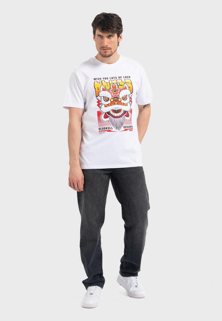 OLDSKULL OLDSKULL Asian Lucky Dragon Graphic Printshirt - White - 2 | SportScheck