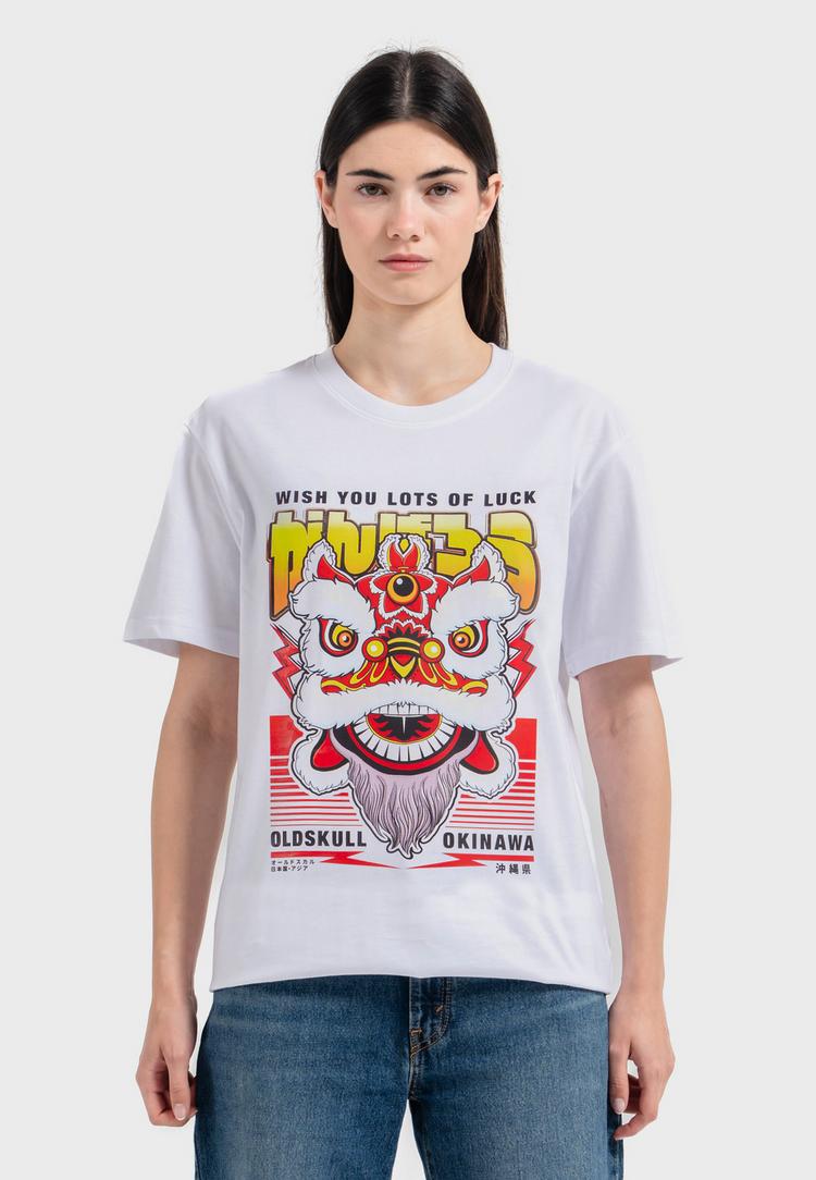 OLDSKULL OLDSKULL Asian Lucky Dragon Graphic Printshirt - White - 3 | SportScheck