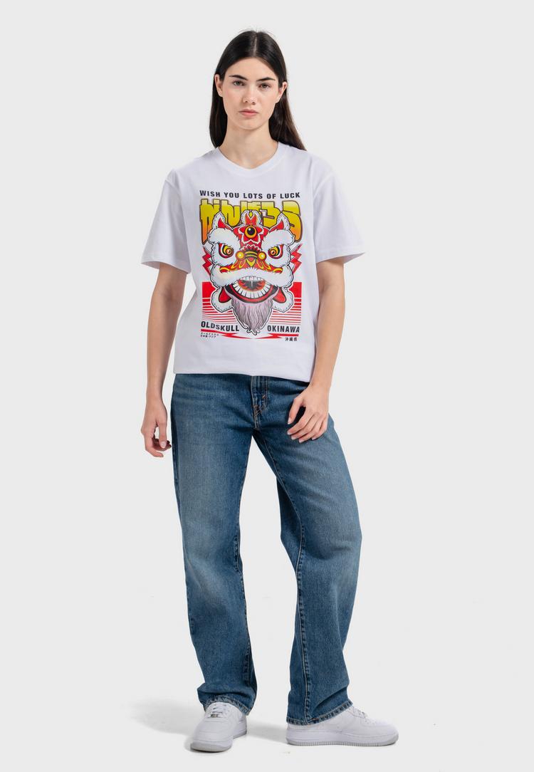 OLDSKULL OLDSKULL Asian Lucky Dragon Graphic Printshirt - White - 4 | SportScheck