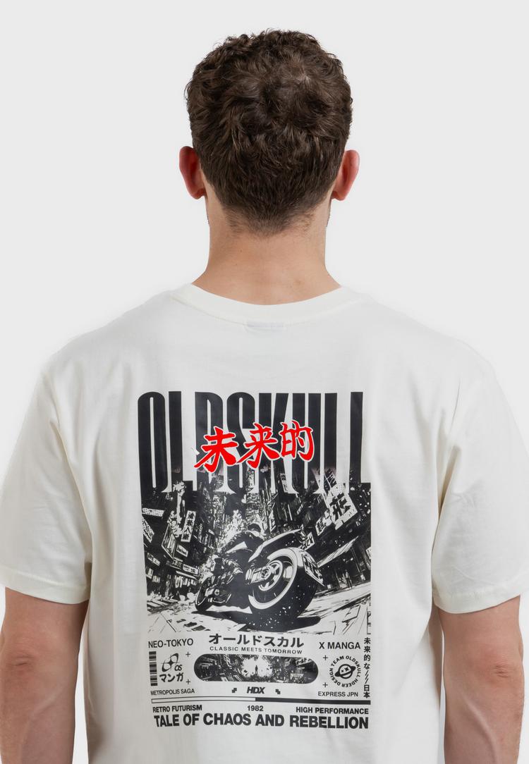 OLDSKULL OLDSKULL Asian Futurism Rider Graphic Printshirt Herren - Off White - 0 | SportScheck