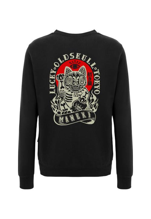 OLDSKULL Asian Rebel Cat Kanji Graphic Sweatshirt Herren