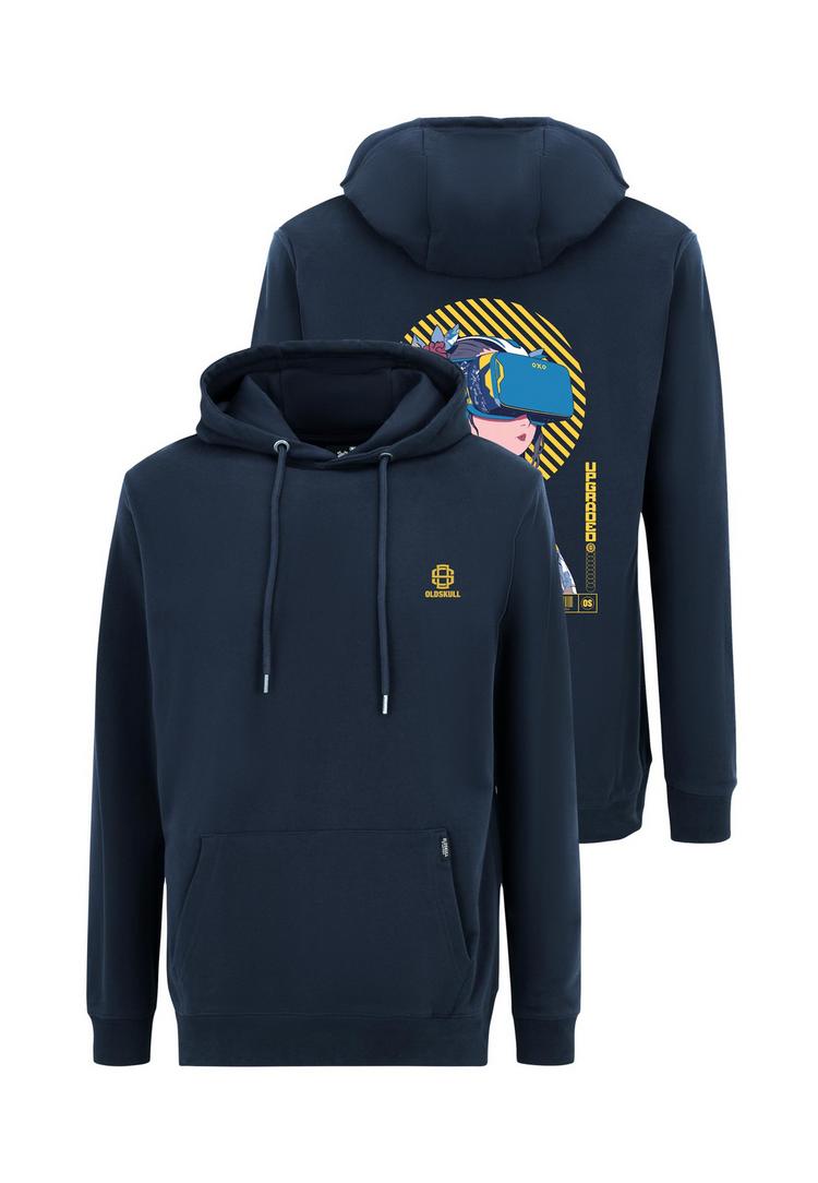 OLDSKULL OLDSKULL Asian Virtual Logo Graphic Hoodie - Navy Blue - 0 | SportScheck