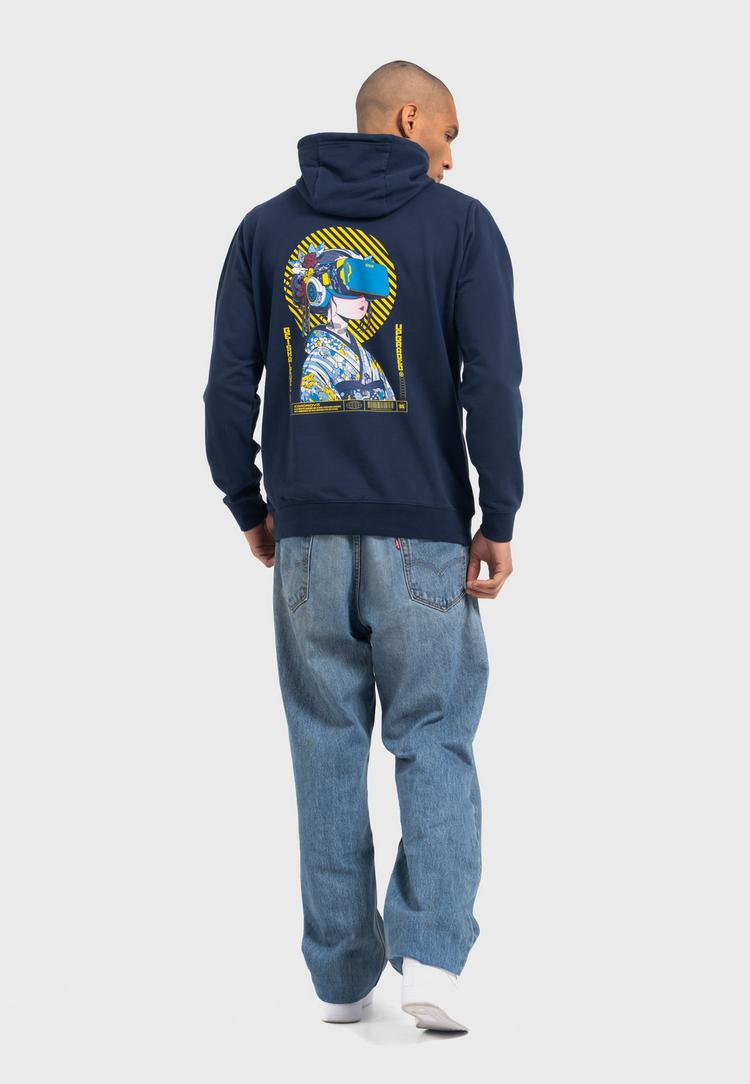OLDSKULL OLDSKULL Asian Virtual Logo Graphic Hoodie - Navy Blue - 0 | SportScheck