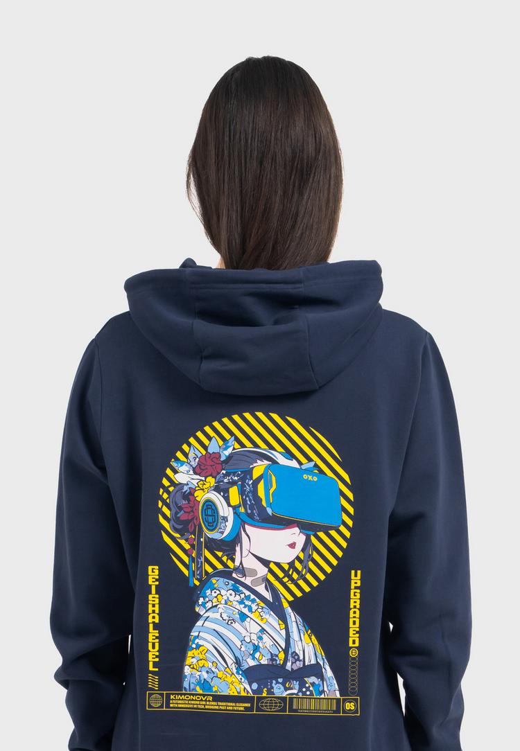 OLDSKULL OLDSKULL Asian Virtual Logo Graphic Hoodie - Navy Blue - 1 | SportScheck