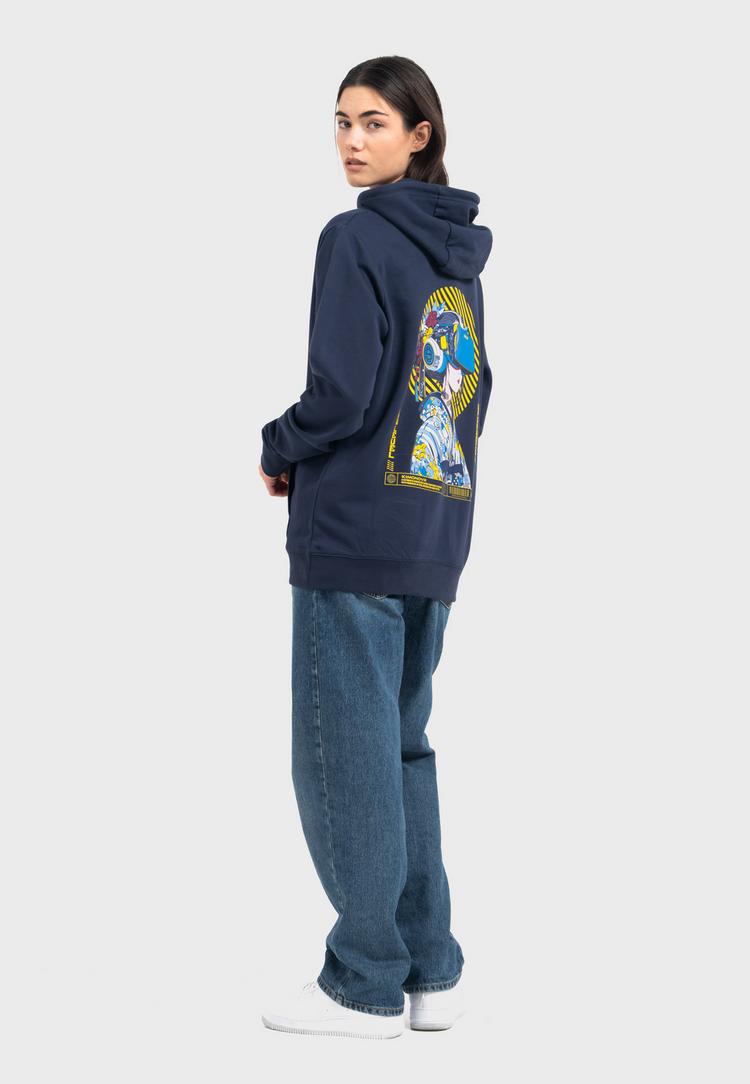 OLDSKULL OLDSKULL Asian Virtual Logo Graphic Hoodie - Navy Blue - 2 | SportScheck