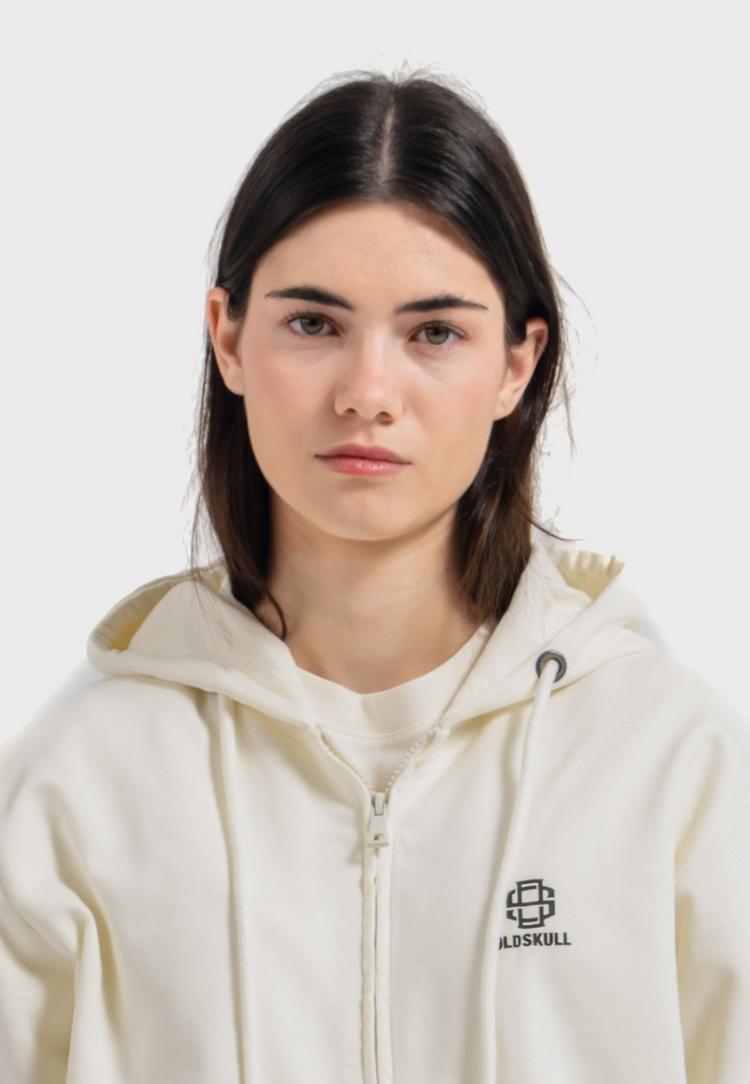 OLDSKULL OLDSKULL Basic Oldskull 25 Logo Sweatjacke - Off White - 1 | SportScheck