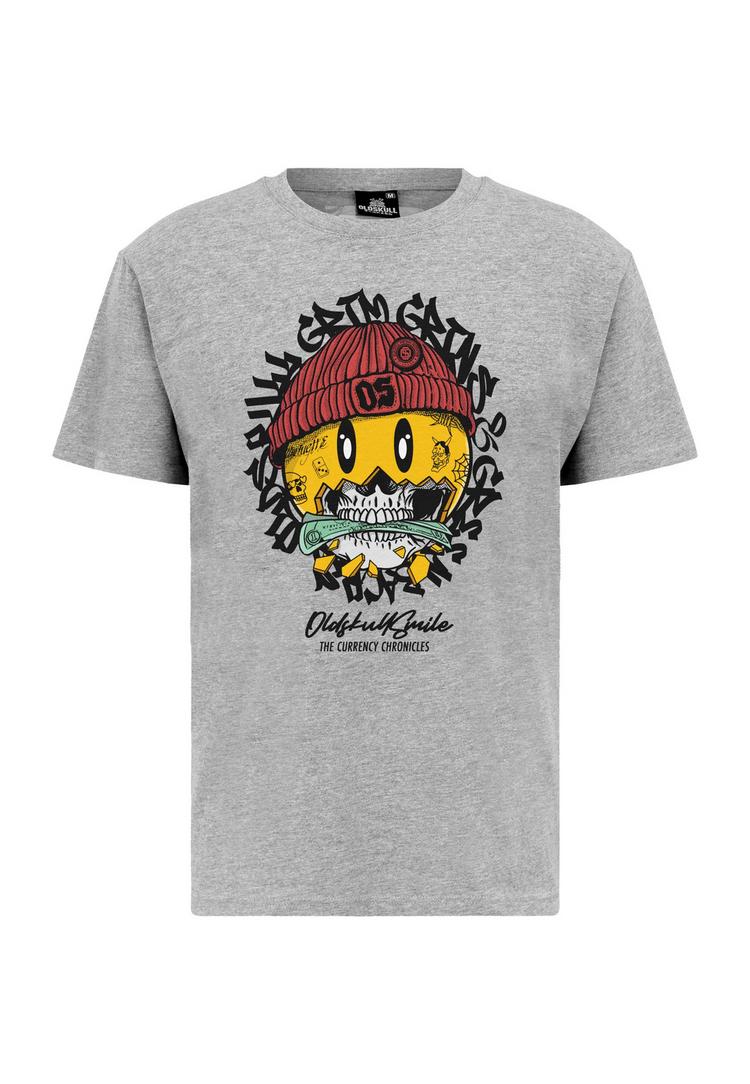 OLDSKULL OLDSKULL Xtreme Smiley Cash Skull Graphic Printshirt Herren - Heather Grey - 0 | SportScheck