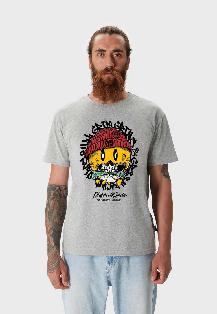 OLDSKULL OLDSKULL Xtreme Smiley Cash Skull Graphic Printshirt Herren - Heather Grey - 0 | SportScheck
