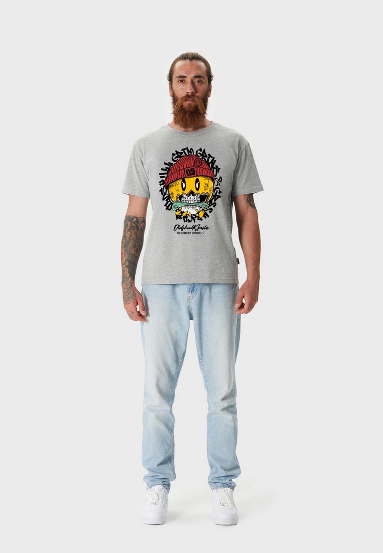 OLDSKULL OLDSKULL Xtreme Smiley Cash Skull Graphic Printshirt Herren - Heather Grey - 1 | SportScheck