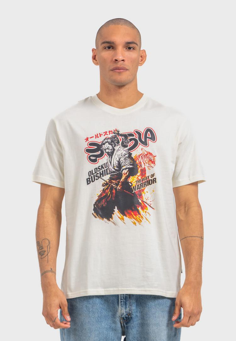 OLDSKULL OLDSKULL Japanese Samurai Warrior Graphic Printshirt Herren - Off White - 0 | SportScheck