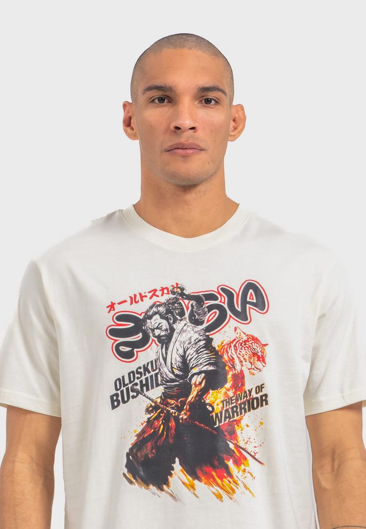 OLDSKULL OLDSKULL Japanese Samurai Warrior Graphic Printshirt Herren - Off White - 0 | SportScheck