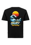 OLDSKULL Retro Pixel Wave Logo Graphic Printshirt Herren - Black