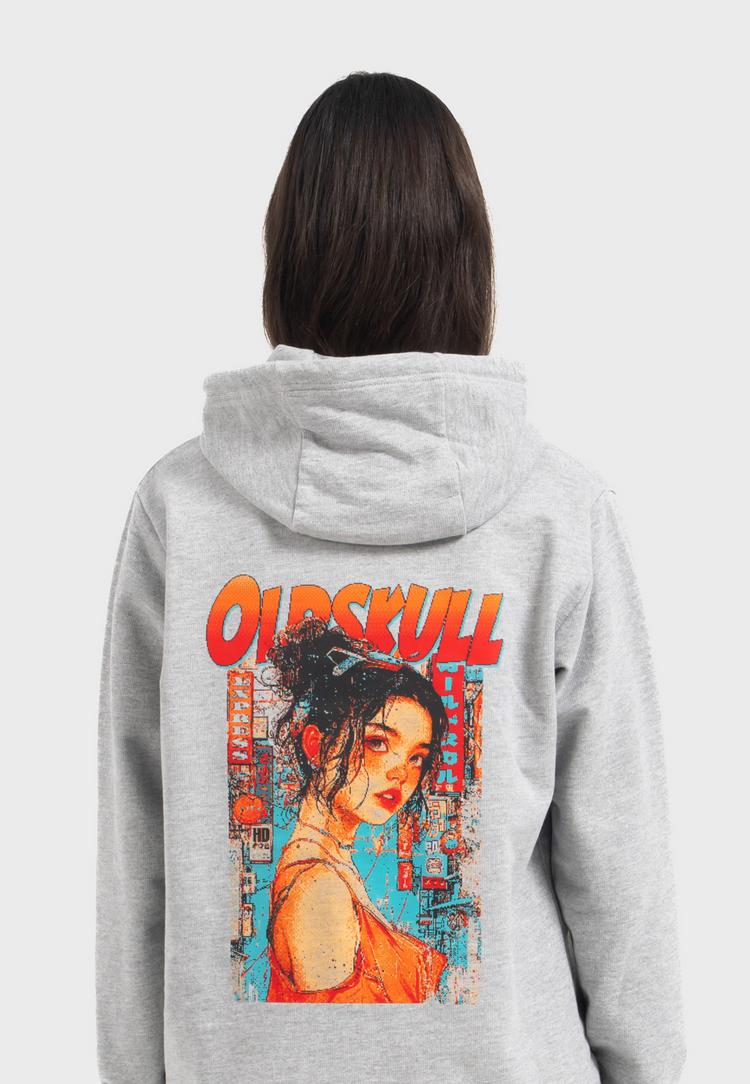 OLDSKULL OLDSKULL Retro Pixel Lady Logo Graphic Hoodie Herren - Heather Grey - 1 | SportScheck