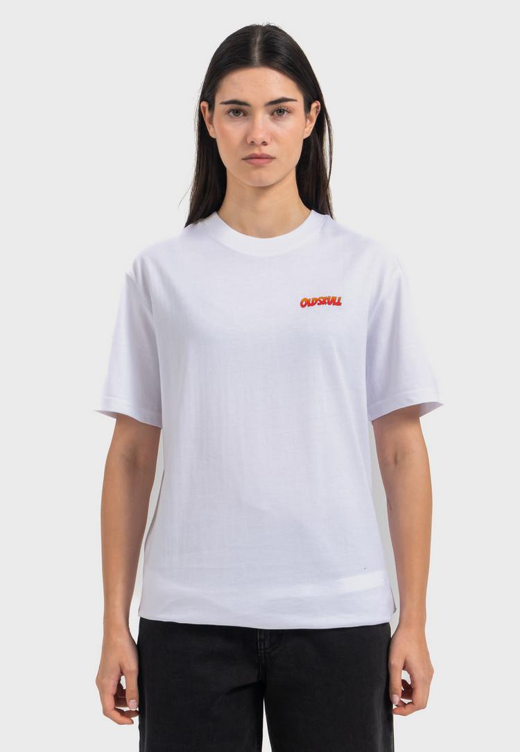 OLDSKULL OLDSKULL Retro Pixel Lady Logo Printshirt - White - 4 | SportScheck
