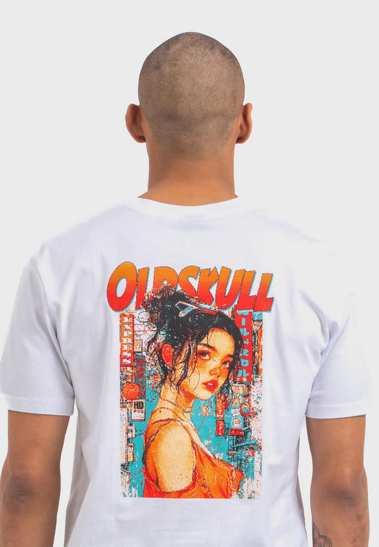 OLDSKULL OLDSKULL Retro Pixel Lady Logo Printshirt - White - 0 | SportScheck