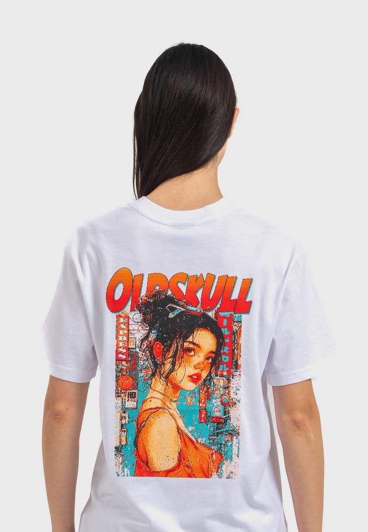 OLDSKULL OLDSKULL Retro Pixel Lady Logo Printshirt - White - 1 | SportScheck