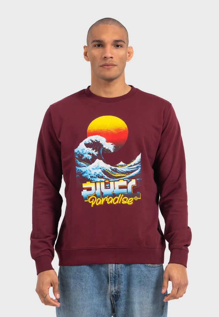 OLDSKULL OLDSKULL Retro Pixel Wave Logo Graphic Sweatshirt - Burgundy - 0 | SportScheck