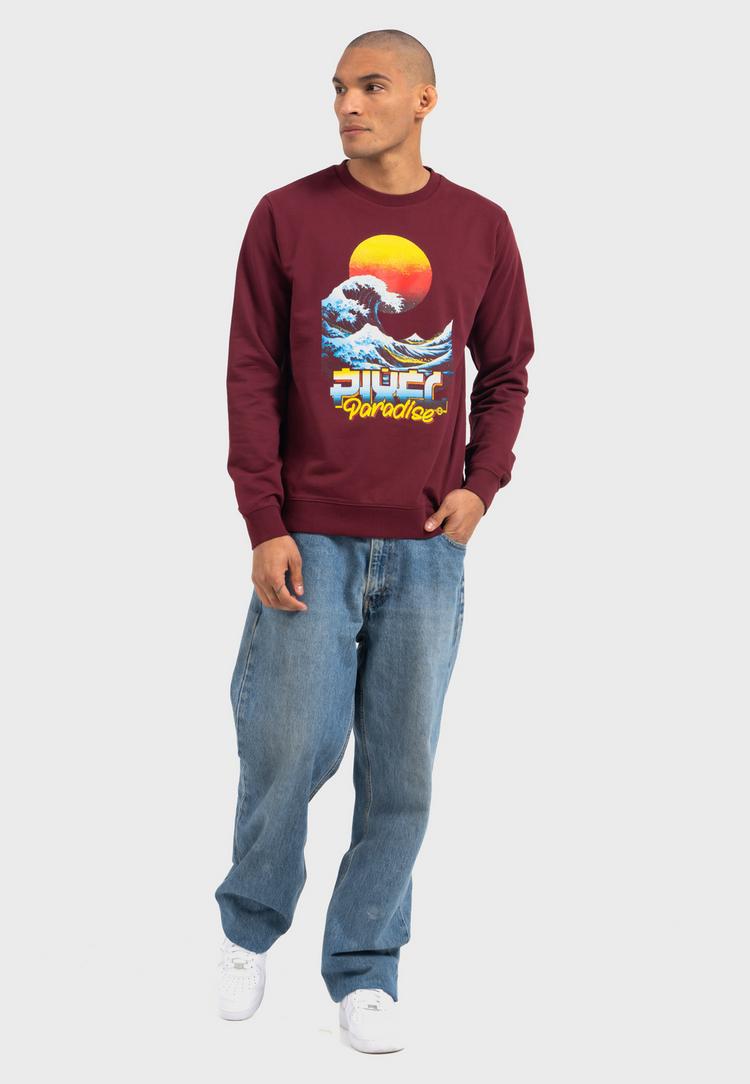 OLDSKULL OLDSKULL Retro Pixel Wave Logo Graphic Sweatshirt - Burgundy - 1 | SportScheck