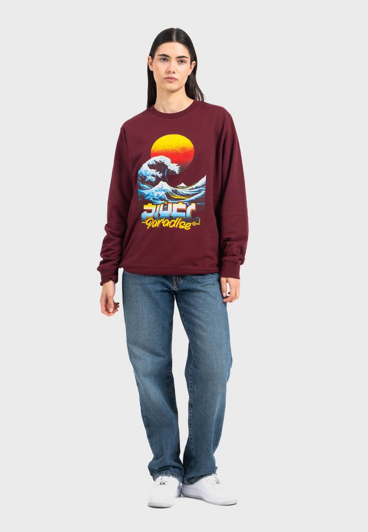 OLDSKULL OLDSKULL Retro Pixel Wave Logo Graphic Sweatshirt - Burgundy - 3 | SportScheck