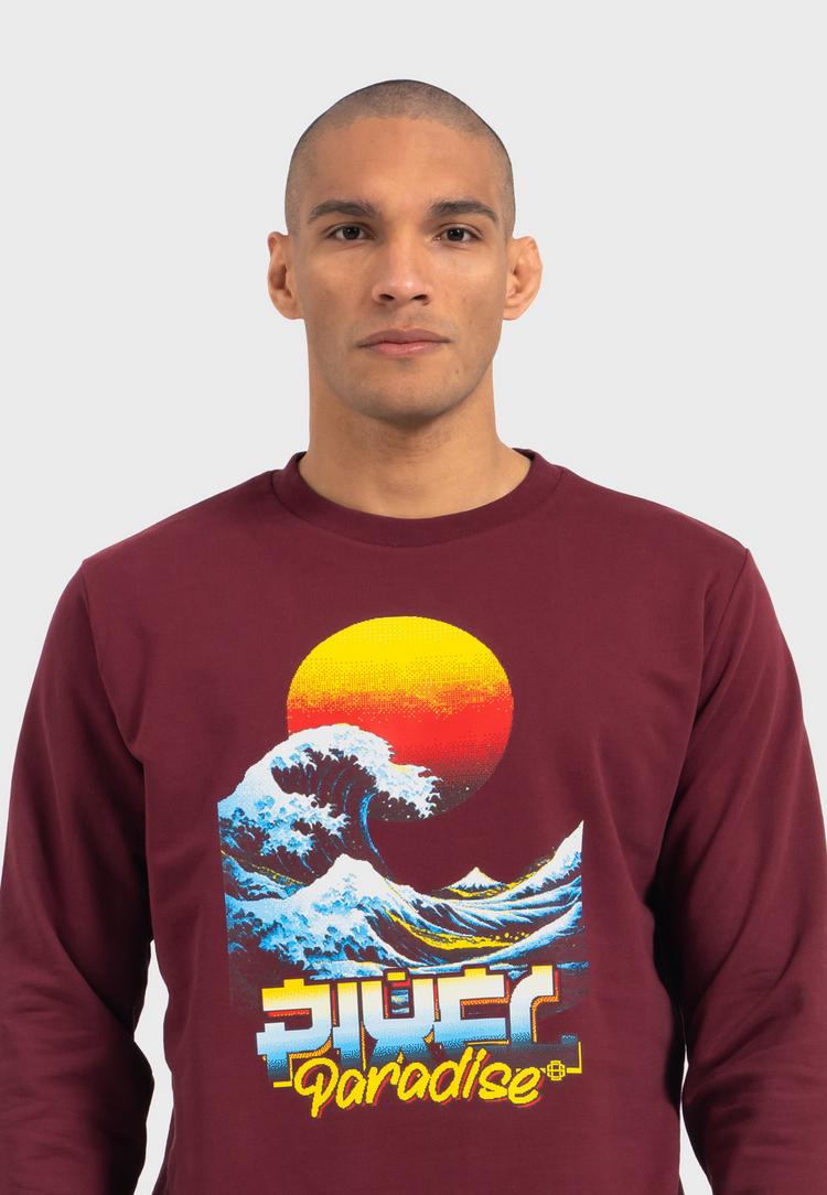 OLDSKULL OLDSKULL Retro Pixel Wave Logo Graphic Sweatshirt - Burgundy - 0 | SportScheck