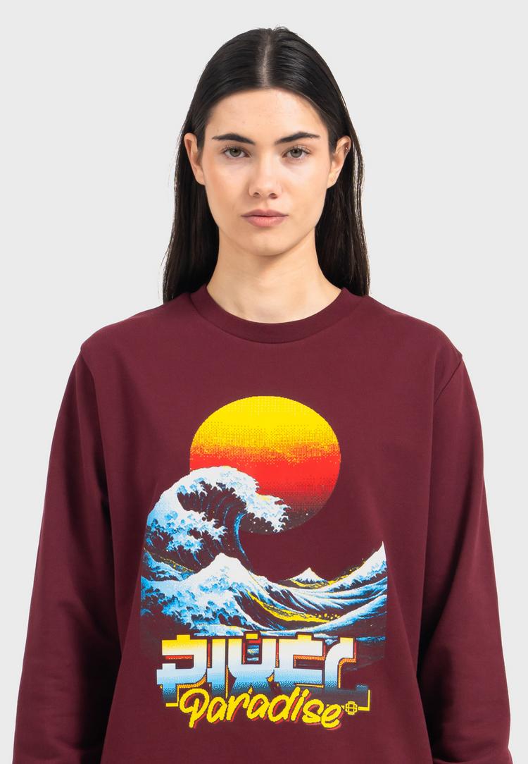 OLDSKULL OLDSKULL Retro Pixel Wave Logo Graphic Sweatshirt - Burgundy - 1 | SportScheck