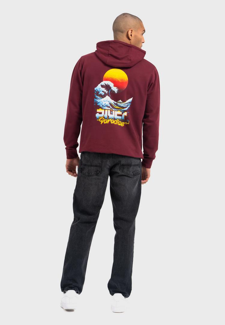 OLDSKULL OLDSKULL Retro Pixel Wave Logo Graphic Hoodie - Burgundy - 0 | SportScheck