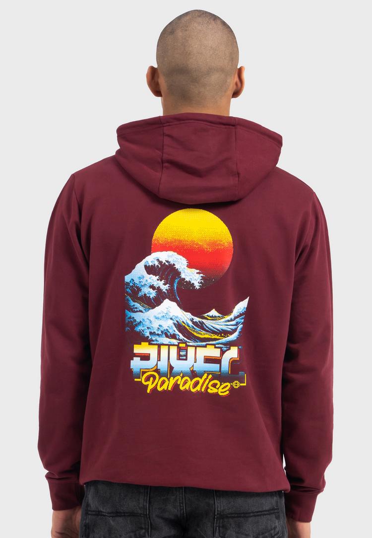 OLDSKULL OLDSKULL Retro Pixel Wave Logo Graphic Hoodie - Burgundy - 1 | SportScheck