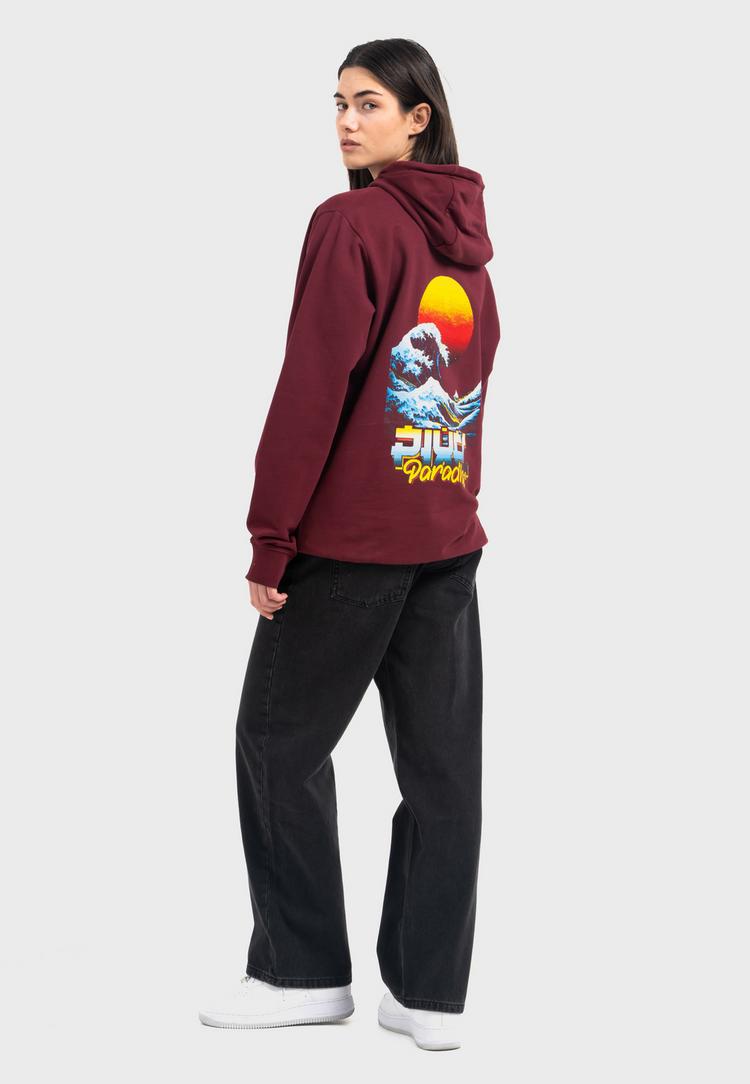 OLDSKULL OLDSKULL Retro Pixel Wave Logo Graphic Hoodie - Burgundy - 6 | SportScheck