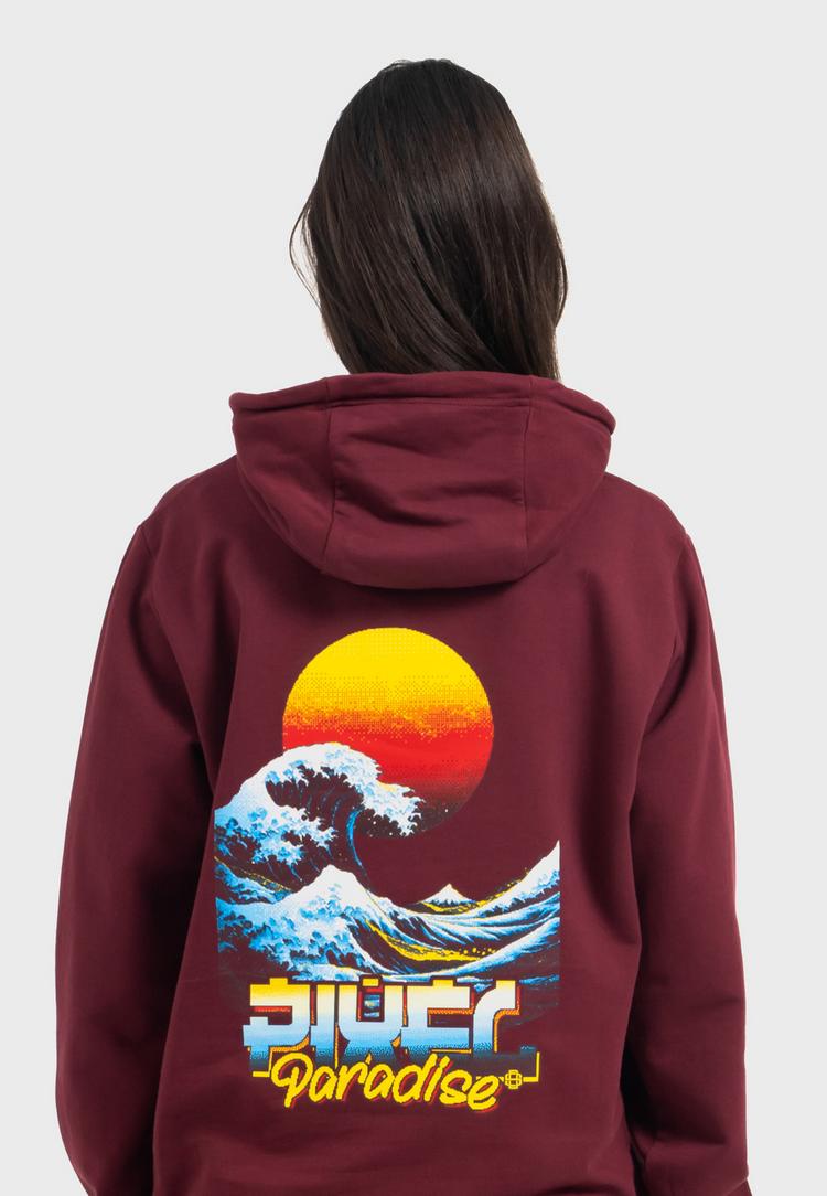 OLDSKULL OLDSKULL Retro Pixel Wave Logo Graphic Hoodie - Burgundy - 0 | SportScheck
