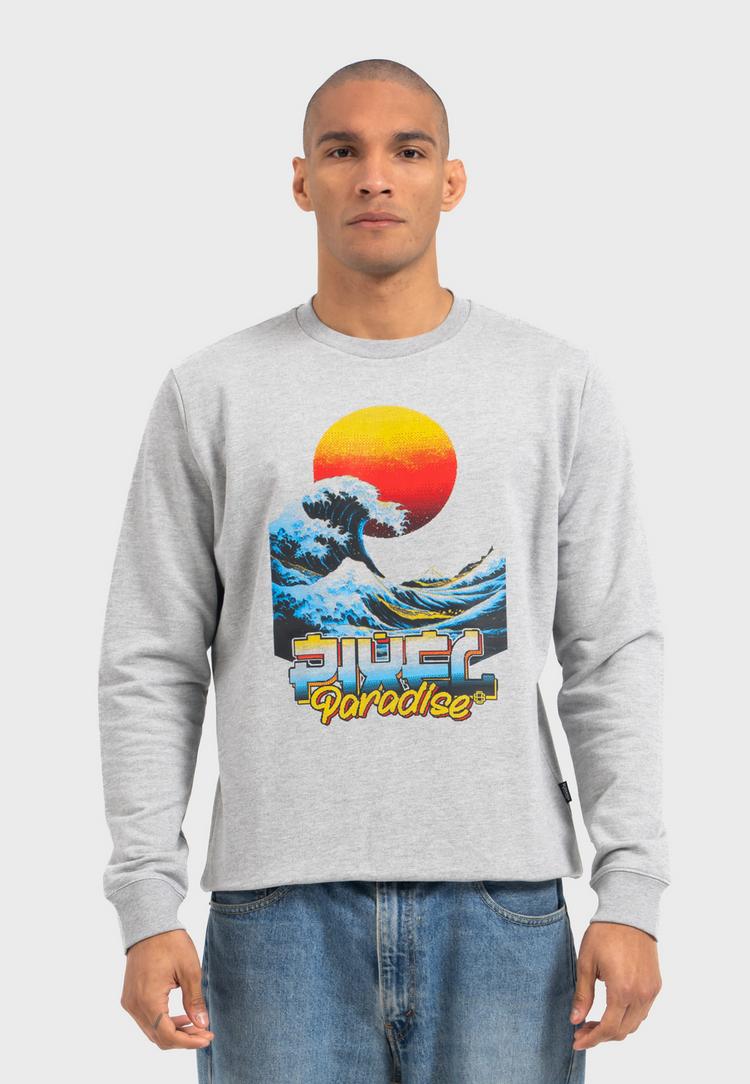 OLDSKULL OLDSKULL Retro Pixel Wave Logo Graphic Sweatshirt - Heather Grey - 0 | SportScheck