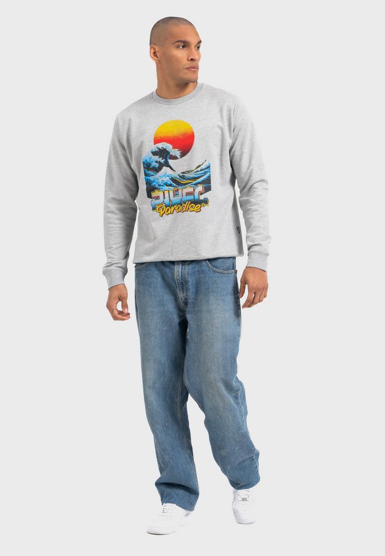 OLDSKULL OLDSKULL Retro Pixel Wave Logo Graphic Sweatshirt - Heather Grey - 1 | SportScheck