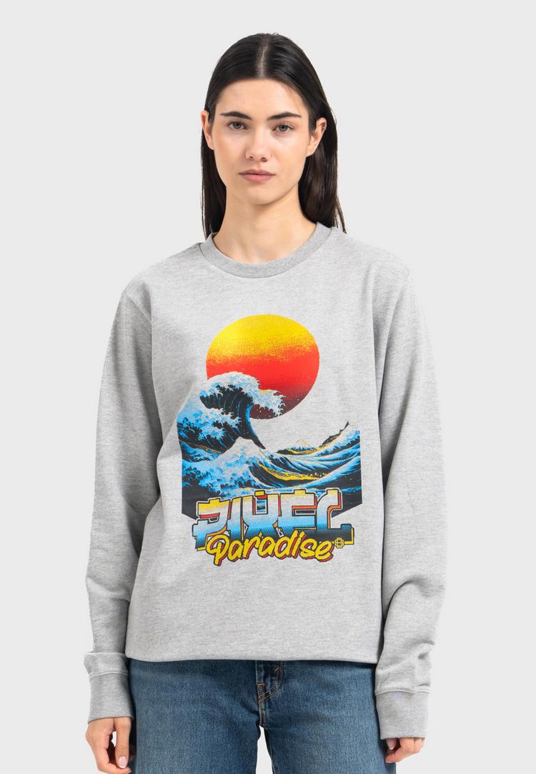 OLDSKULL OLDSKULL Retro Pixel Wave Logo Graphic Sweatshirt - Heather Grey - 2 | SportScheck