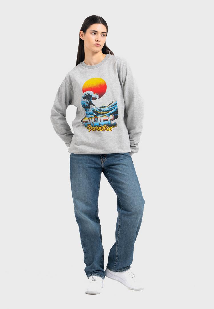 OLDSKULL OLDSKULL Retro Pixel Wave Logo Graphic Sweatshirt - Heather Grey - 3 | SportScheck