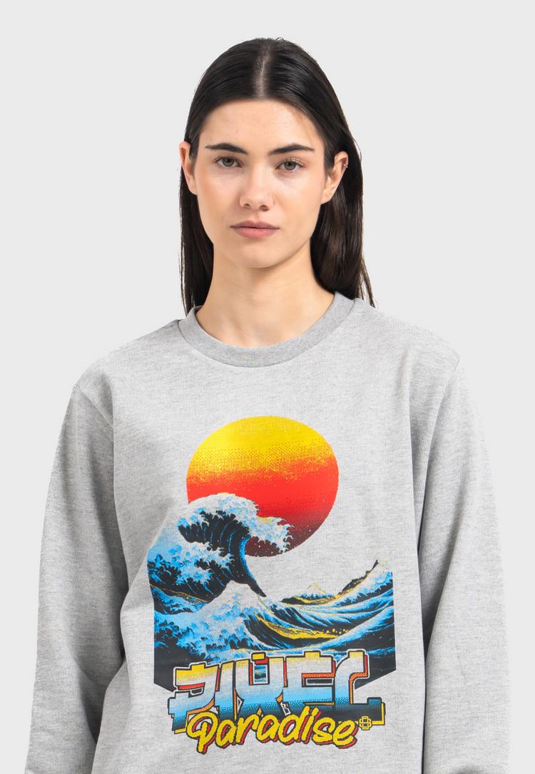 OLDSKULL OLDSKULL Retro Pixel Wave Logo Graphic Sweatshirt - Heather Grey - 1 | SportScheck