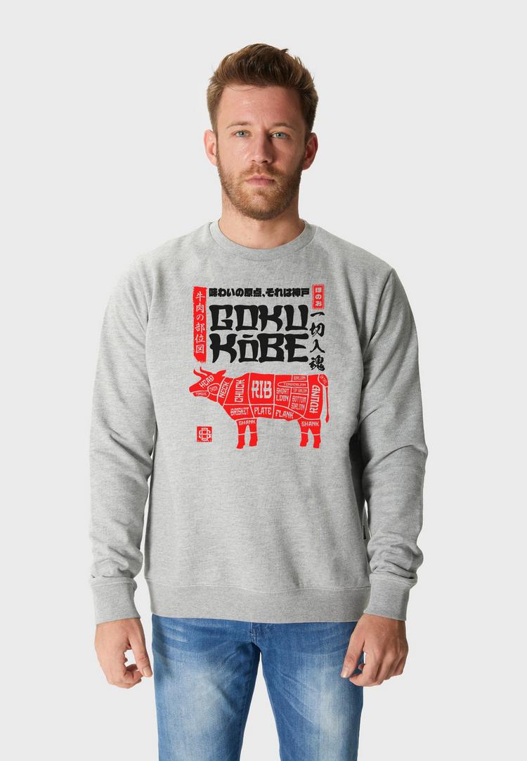 OLDSKULL OLDSKULL Asian Kobe Beef Butcher Chart Graphic Sweatshirt Herren - Heather Grey - 1 | SportScheck