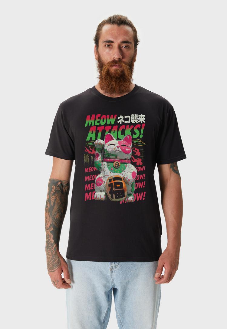 OLDSKULL OLDSKULL Asian Lucky Cat Attack Graphic Printshirt Herren - Black - 1 | SportScheck
