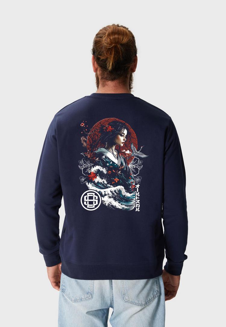 OLDSKULL OLDSKULL Asian Blossom Queen Logo Graphic Sweatshirt Herren - Navy Blue - 1 | SportScheck