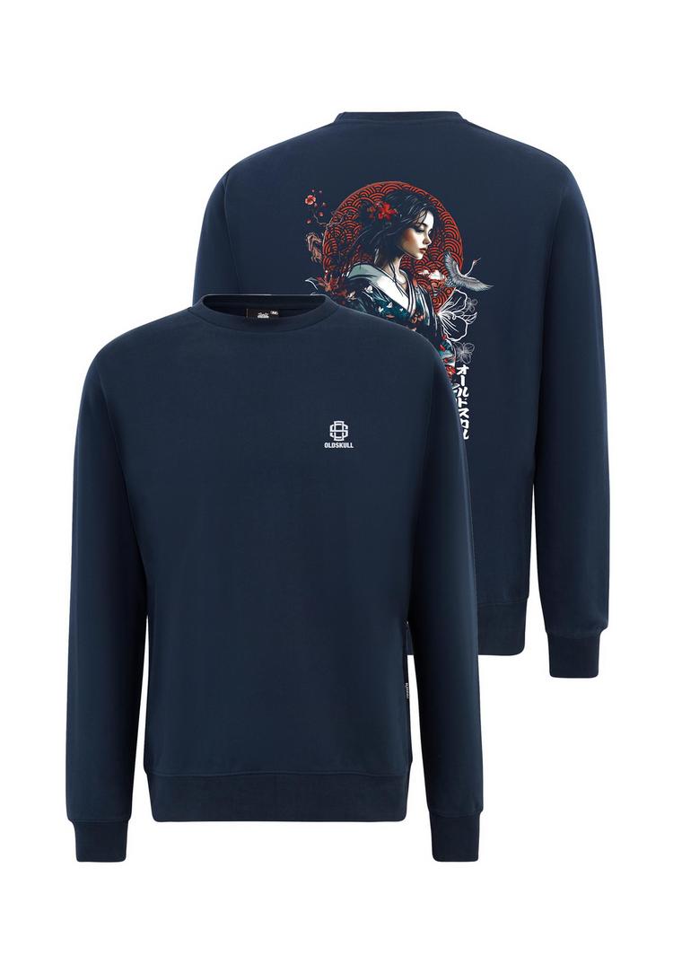 OLDSKULL OLDSKULL Asian Blossom Queen Logo Graphic Sweatshirt Herren - Navy Blue - 0 | SportScheck